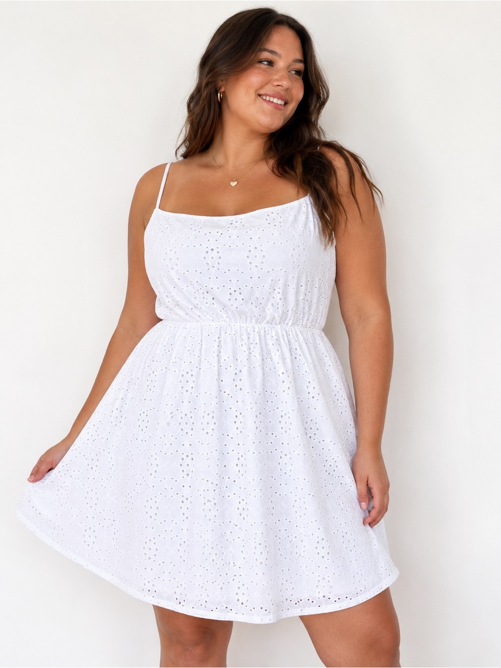 Justify White Eyelet Sundress XL Sleeveless Summer Cottagecore Dress